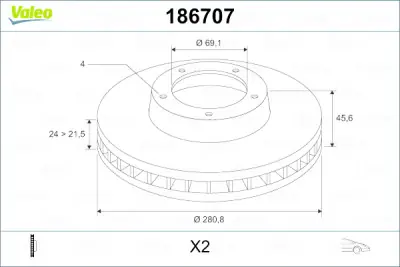 Disco de freno VALEO 186707 Nuevo Modelo